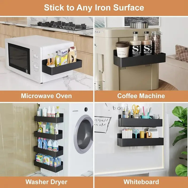 Magnetic Refrigerator Storage Rack | Punch-Free Kitchen Spice & Bathroom Organizer (2/4PCS)