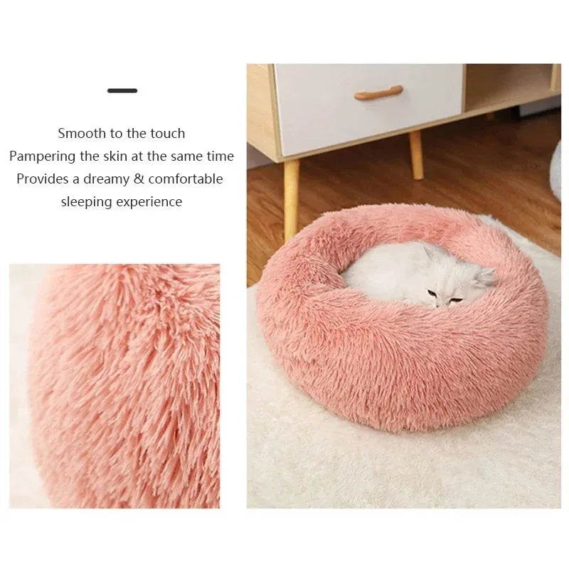 40-70cm Plush Pet Bed for Dogs & Cats – Super Soft, Warm, Washable & Detachable Winter Bed