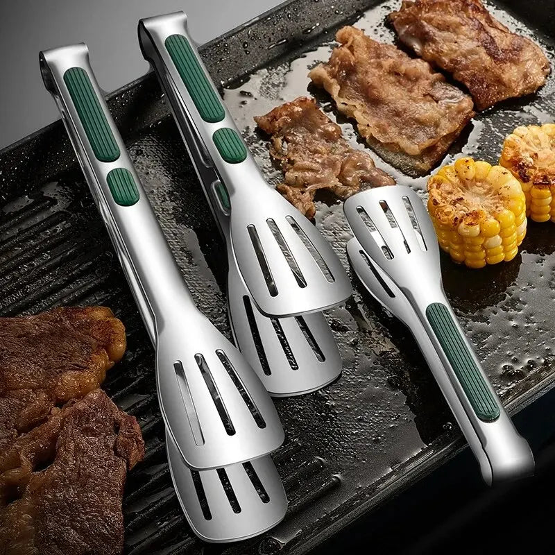 Non-Slip Stainless Steel Food Tongs – Meat, Salad, and Grill Clip for Kitchen, Buffet, and BBQ