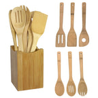 Bamboo Spoon Spatula Kitchen Utensil Wooden Cooking Tool Mixing Set