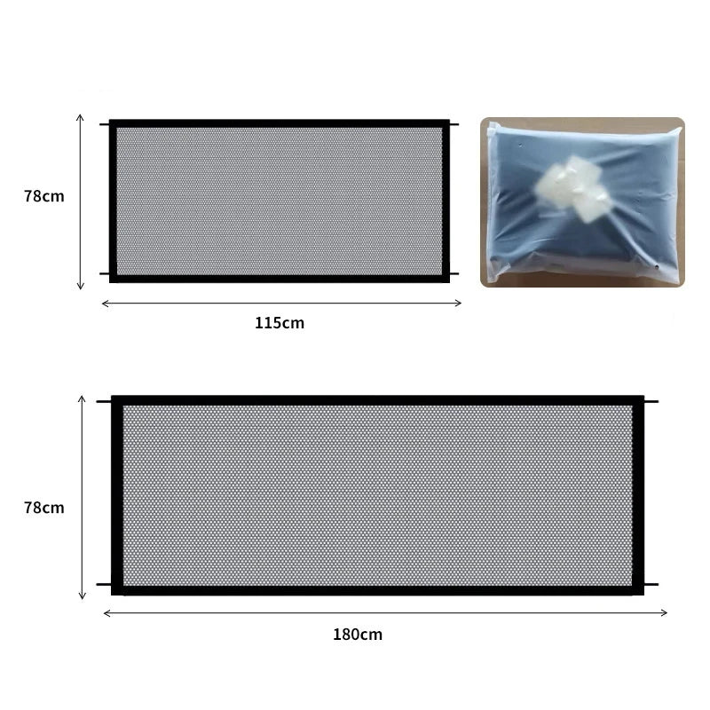 Folding Mesh Pet Dog Barrier Fence – 4Pcs Hook Playpen Gate for Pet Safety
