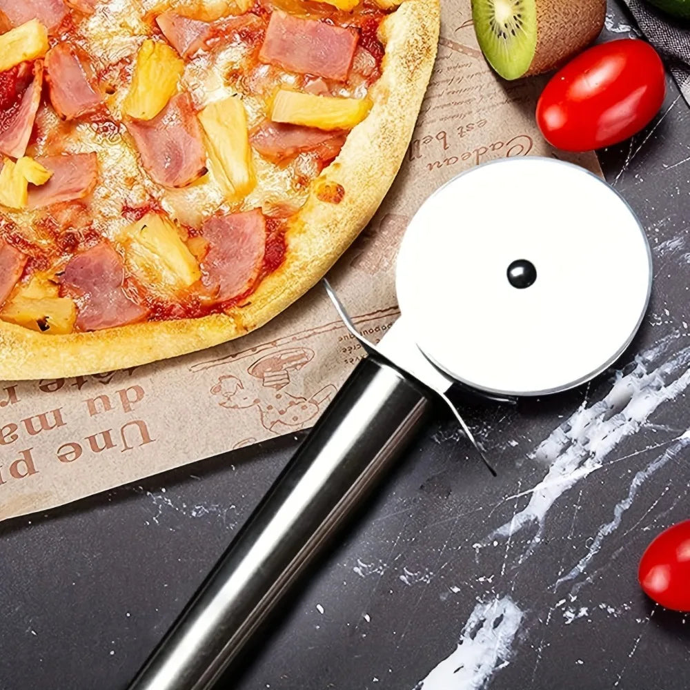 Stainless Steel Pizza Cutter Wheel – Manual Slicer for Pizza, Cake, Mooncake & Waffles