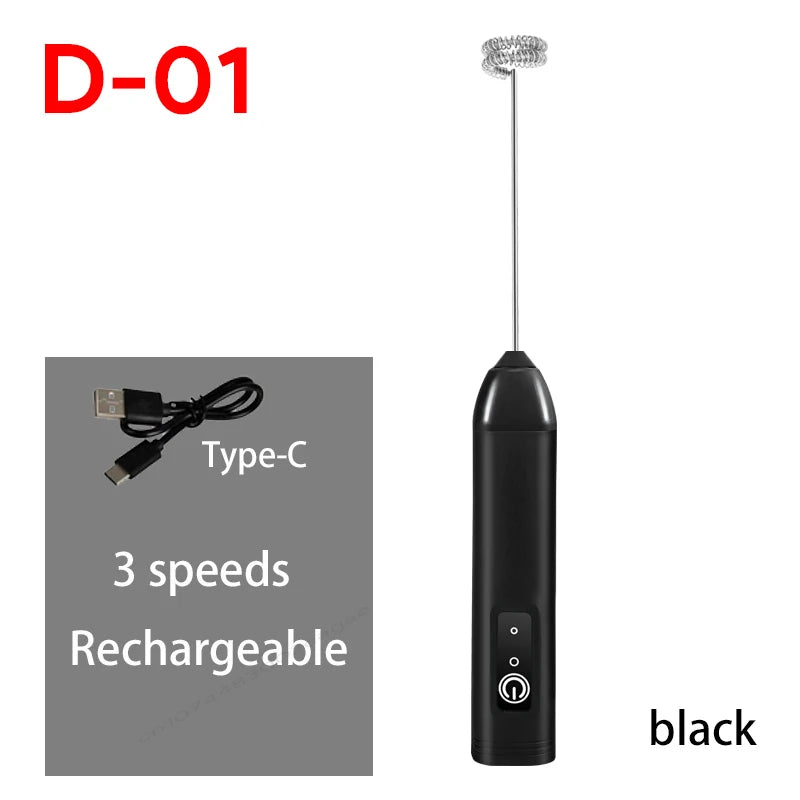USB Rechargeable Electric Milk Frother & Egg Whisk – 3 Speeds