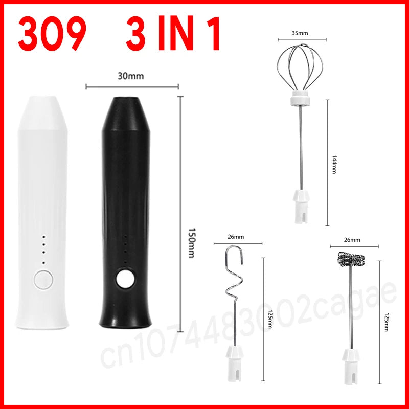 USB Rechargeable Electric Milk Frother & Egg Whisk – 3 Speeds