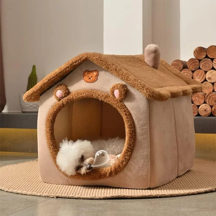 Foldable Cat & Dog House – Removable Washable Pet Bed for Small Cats & Puppies