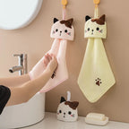 Cute Cat Kitchen Hand Towel – Absorbent Coral Velvet Dishcloth Rag for Cleaning