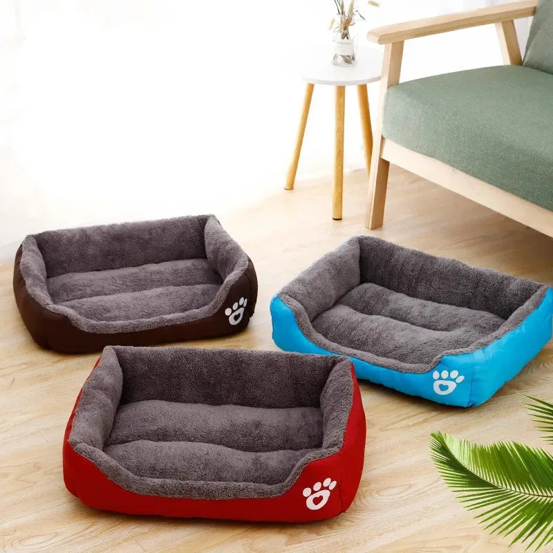 Pet Bed for Dogs & Cats – Warm Cotton Square Nest, Multiple Sizes