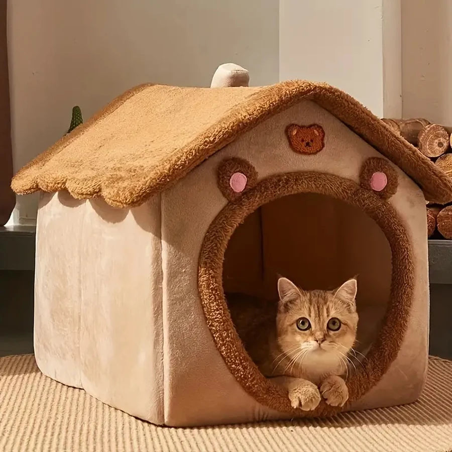 Foldable Cat & Dog House – Removable Washable Pet Bed for Small Cats & Puppies
