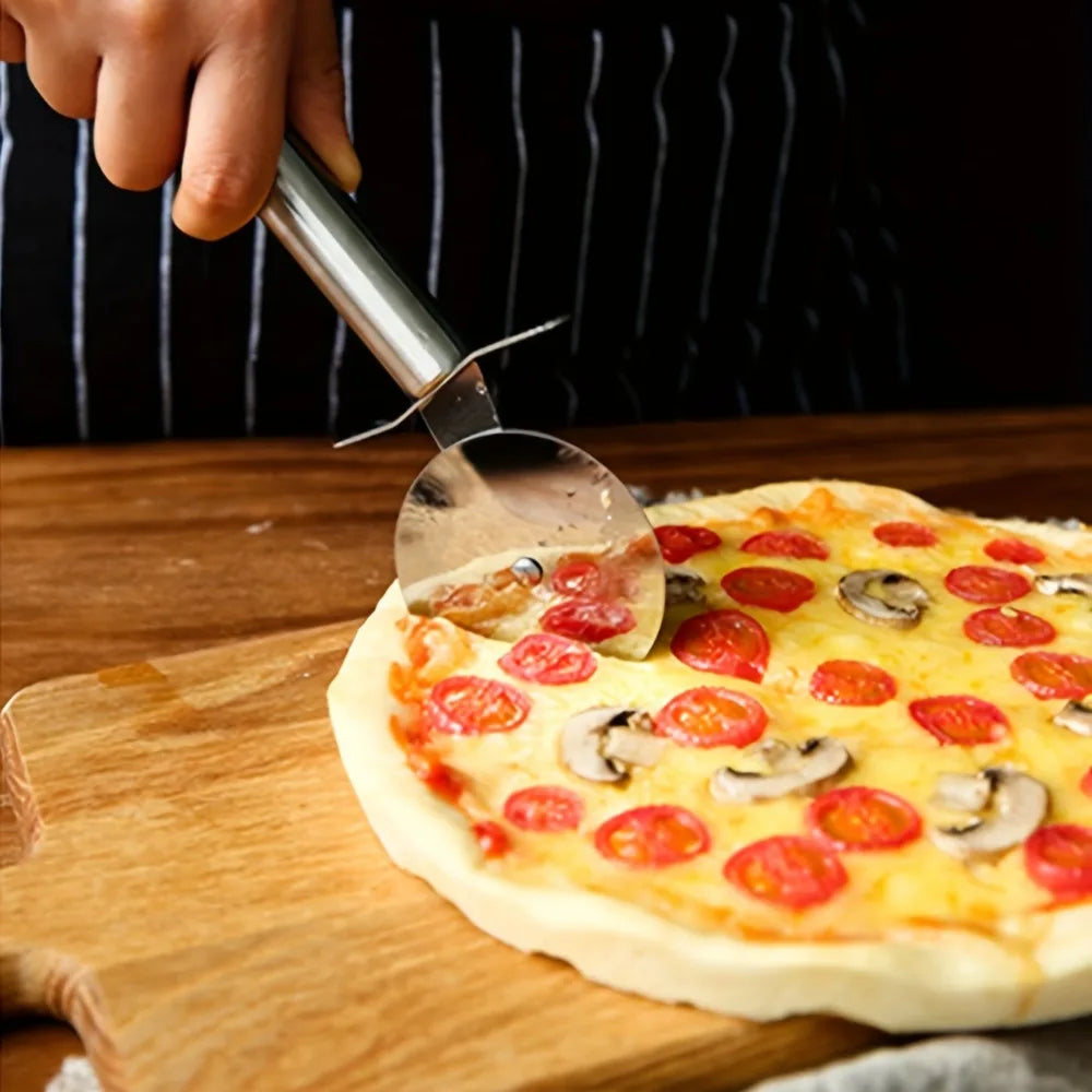 Stainless Steel Pizza Cutter Wheel – Manual Slicer for Pizza, Cake, Mooncake & Waffles