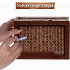 Wooden Piggy Bank Savings Box – Reusable Money Vault for Adults & Children, Money Challenge Box for Cash Storage