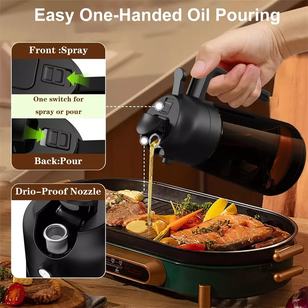 2-in-1 Glass Oil Dispenser & Sprayer | 470ml Olive Oil Bottle for Cooking, Air Fryer, BBQ & Salad