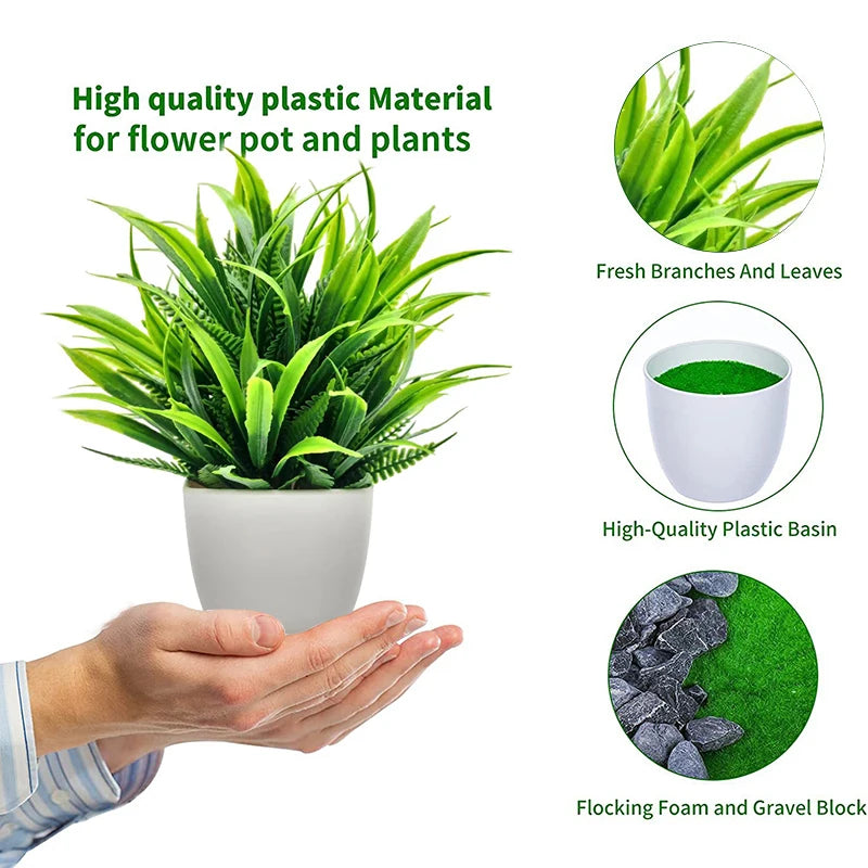 Artificial Plants in Plastic Pots for Home, Office, and Bedroom Decoration – Perfect Greenery for Indoor & Outdoor Spaces