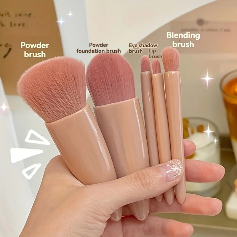 Foldable Travel Makeup Brush Set – Portable Mini Kit with Mirror