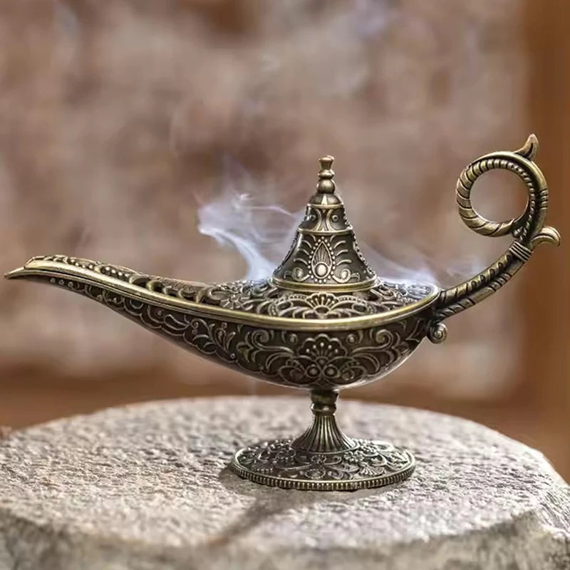 Antique Style Lamp Metal Incense Burner – Scented & Unscented Candle Holder for Home Decor, Office, Yoga, and Meditation Rooms