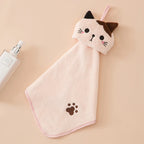 Cute Cat Kitchen Hand Towel – Absorbent Coral Velvet Dishcloth Rag for Cleaning