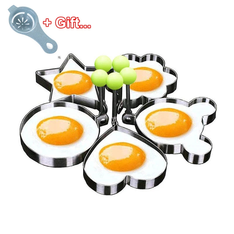 Stainless Steel Egg Mold Ring – Heart, Star, Mickey Mouse, & Flower Shaped Egg Molds for Pancakes & Eggs