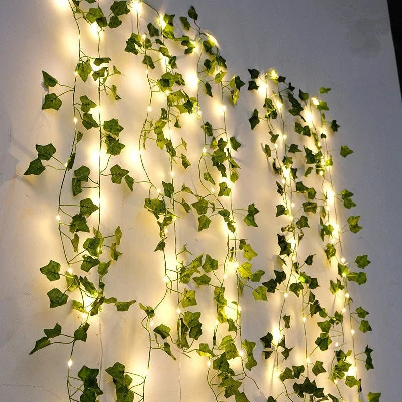 Artificial Ivy Vine with Green Leaf String Lights – Wedding, Party & Home Decor
