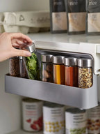 Under-Shelf Spice Rack Organizer with 6 Jars | Self-Adhesive Pull-Out Kitchen Seasoning Storage