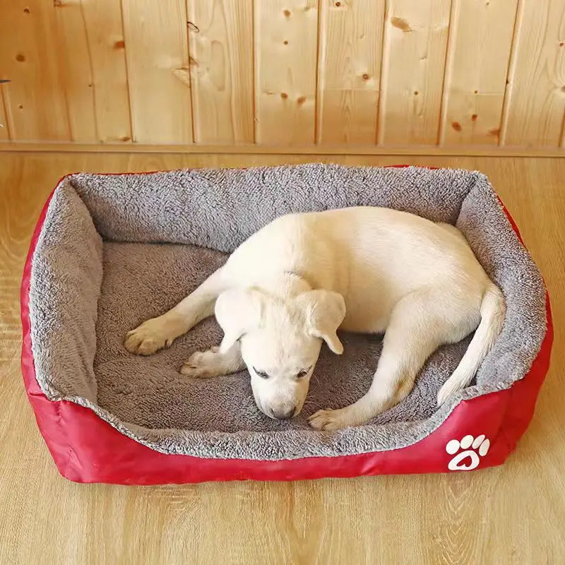 Pet Bed for Dogs & Cats – Warm Cotton Square Nest, Multiple Sizes