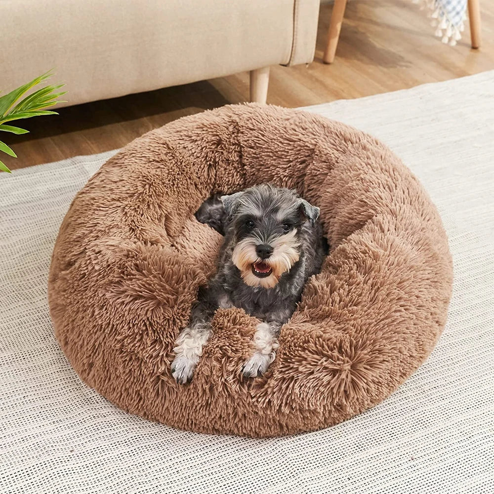 Super Soft Plush Pet Bed – Round Dog & Cat Bed (40–90cm, Warm & Calming)