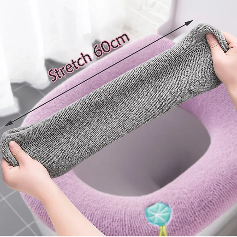 Universal Toilet Seat Cover – Soft Warm Pumpkin Pattern Bathroom Cushion