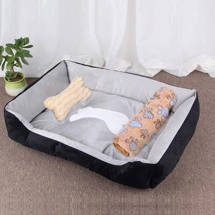 Pet Bed for Dogs & Cats – Warm Cotton Square Nest, Multiple Sizes