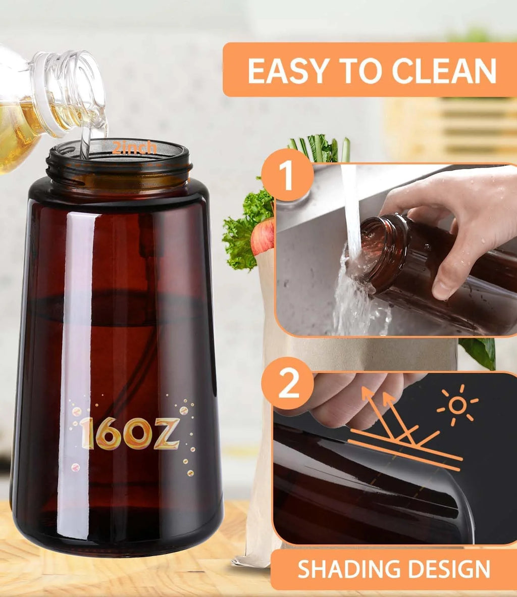 2-in-1 Glass Oil Dispenser & Sprayer | 470ml Olive Oil Bottle for Cooking, Air Fryer, BBQ & Salad