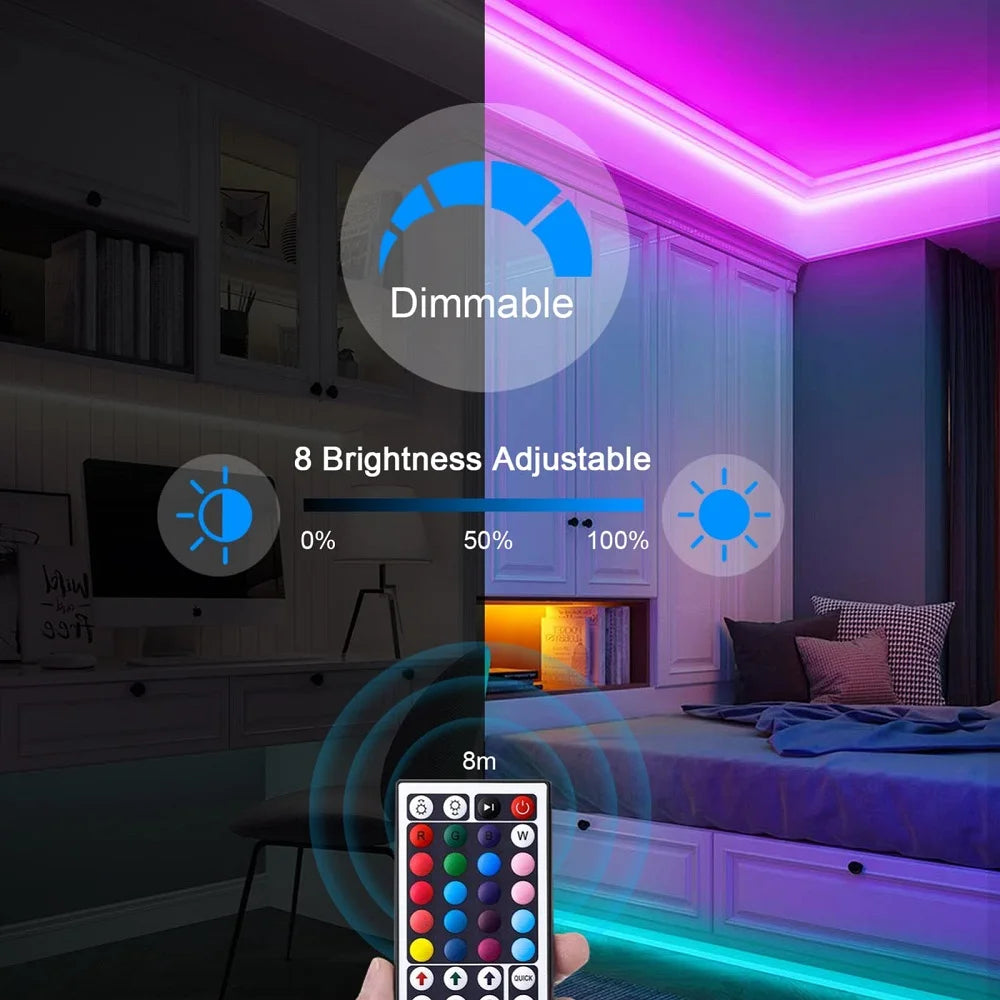 LED Strip Lights with Bluetooth App & IR Control – RGB USB Lights for Bedroom, TV Wall, and Living Room Decoration