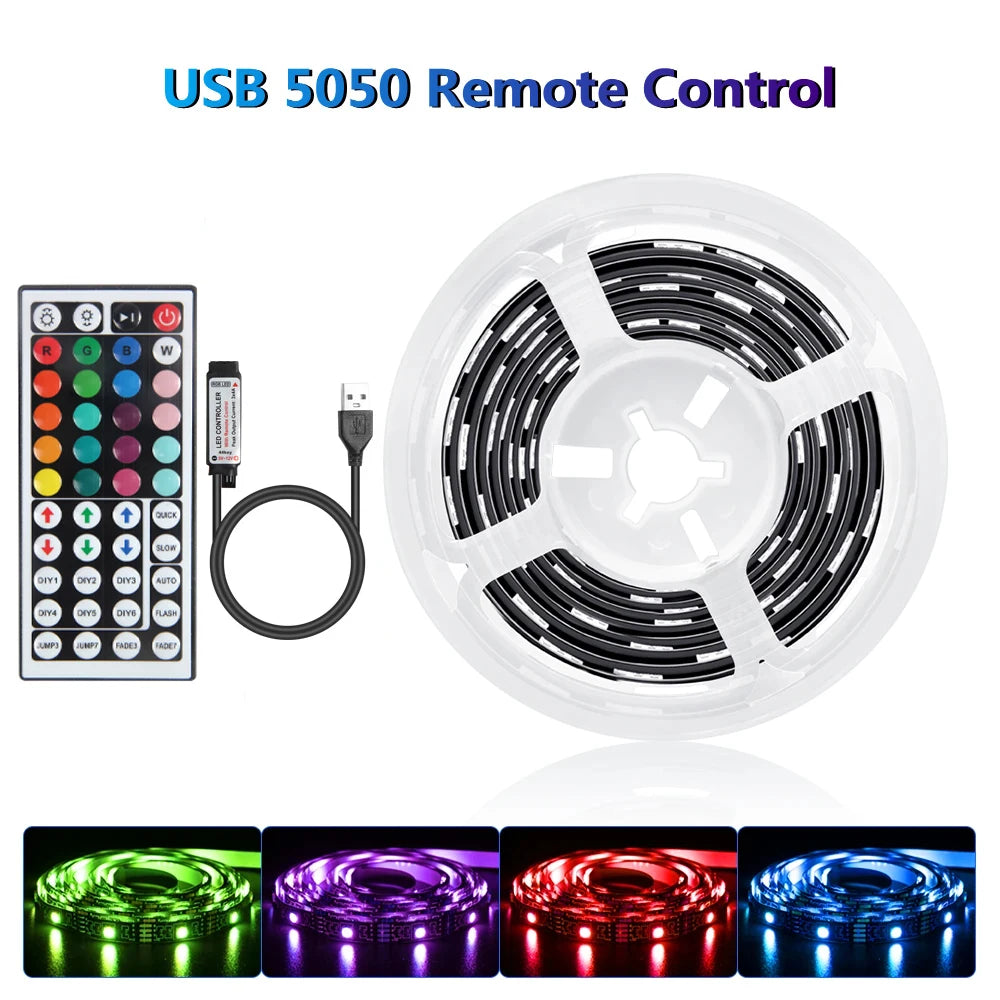 LED Strip Lights with Bluetooth App & IR Control – RGB USB Lights for Bedroom, TV Wall, and Living Room Decoration