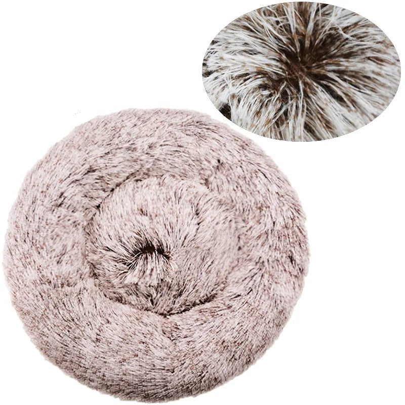 Super Soft Plush Pet Bed – Round Dog & Cat Bed (40–90cm, Warm & Calming)