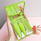 Foldable Travel Makeup Brush Set – Portable Mini Kit with Mirror
