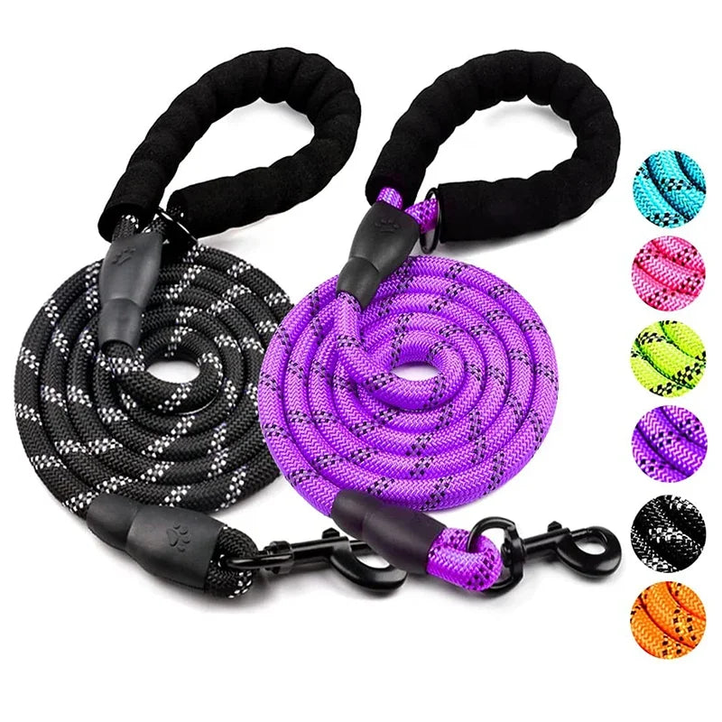 Reflective Dog Leash – Strong Nylon Pet Leash for Small, Medium & Large Dogs