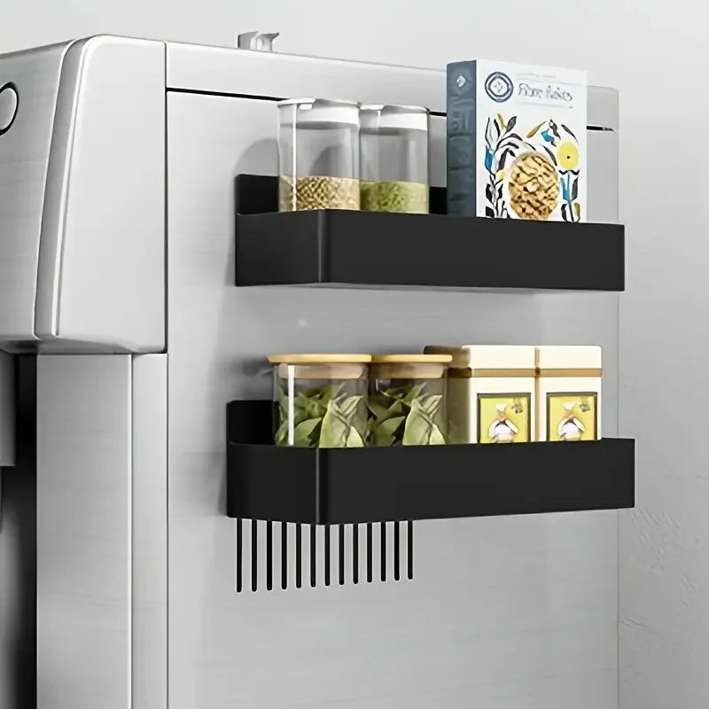Magnetic Refrigerator Storage Rack | Punch-Free Kitchen Spice & Bathroom Organizer (2/4PCS)