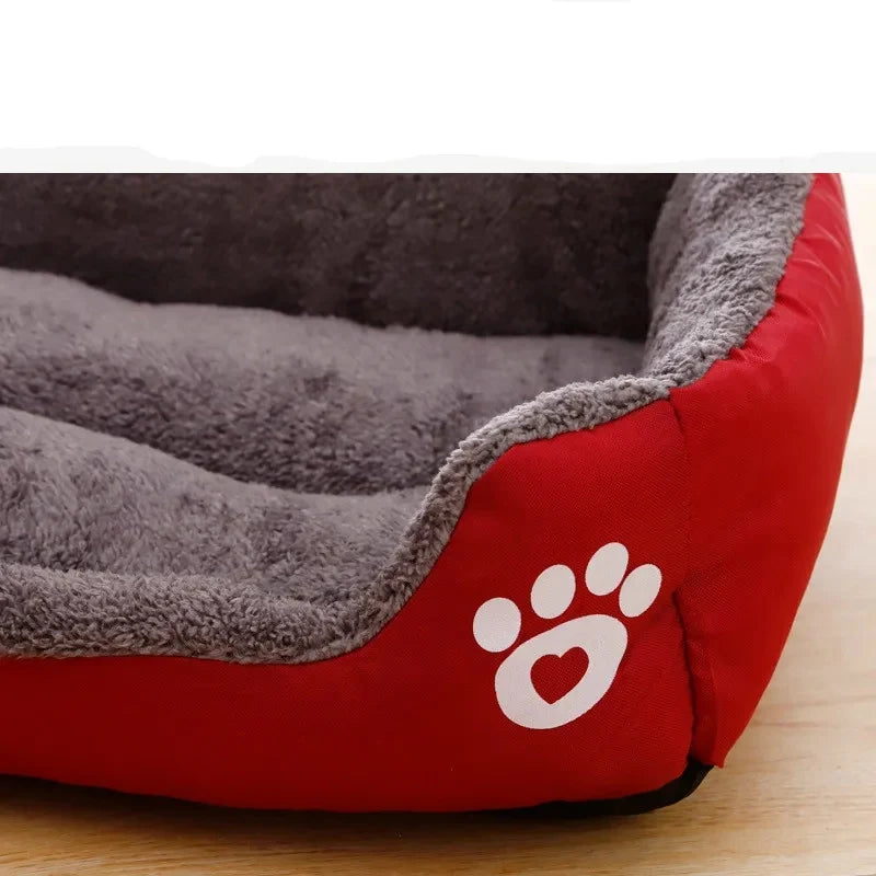 Pet Bed for Dogs & Cats – Warm Cotton Square Nest, Multiple Sizes