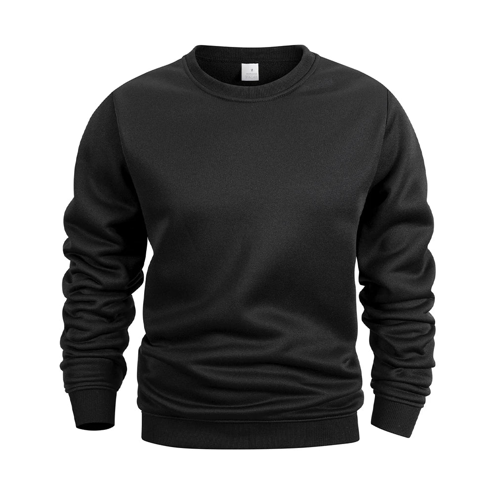Men’s Crew Neck Hoodie – Casual Solid Color Pullover Sweatshirt