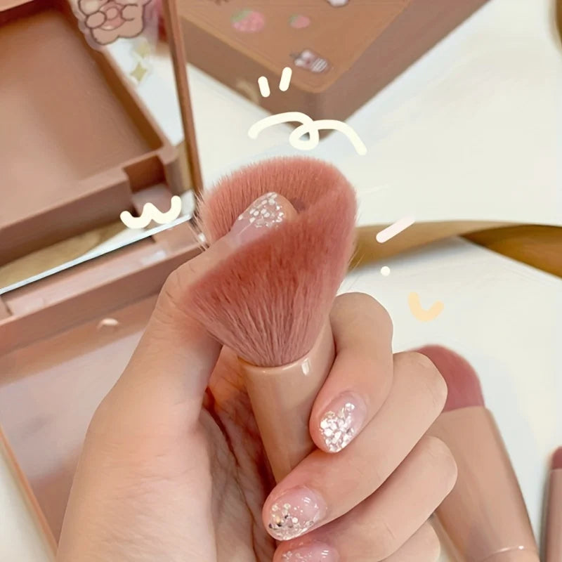 Foldable Travel Makeup Brush Set – Portable Mini Kit with Mirror