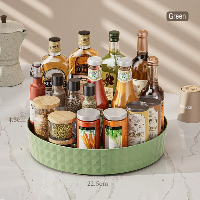360° Rotating Kitchen Spice Rack – Non-Slip Cabinet Storage Tray | Multi-Use Organizer for Condiments, Cosmetics, and Sundries