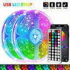 LED Strip Lights with Bluetooth App & IR Control – RGB USB Lights for Bedroom, TV Wall, and Living Room Decoration