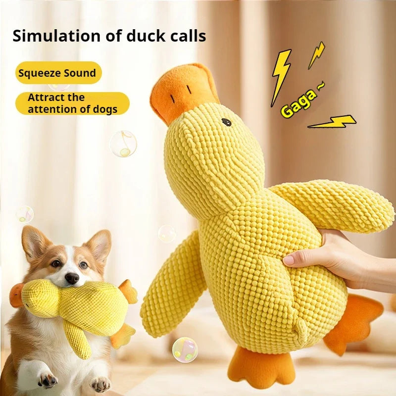 Plush Duck Dog Toy – Bite-Resistant Squeaky Chew Companion
