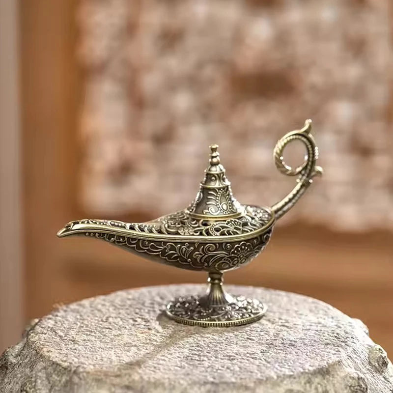 Antique Style Lamp Metal Incense Burner – Scented & Unscented Candle Holder for Home Decor, Office, Yoga, and Meditation Rooms
