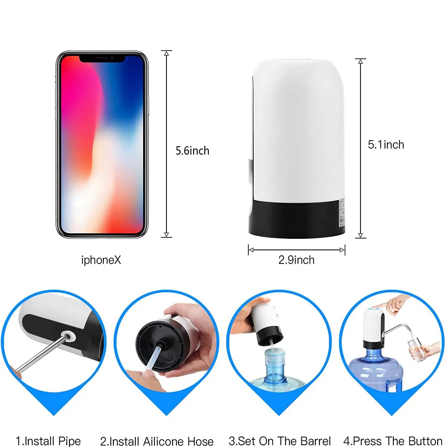 USB Rechargeable Water Bottle Pump – Automatic One-Click Dispenser