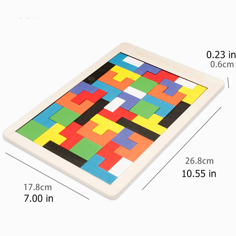 Colorful Wooden Tangram Puzzle – Montessori Educational Toy for Kids