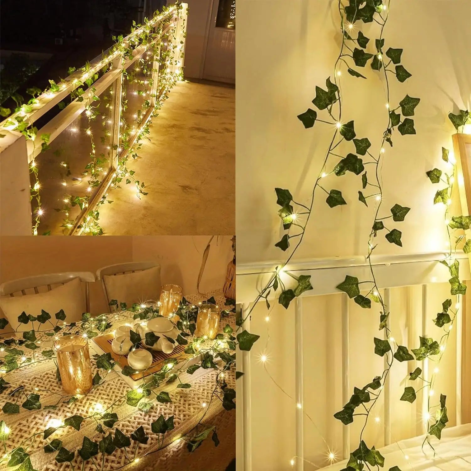 Artificial Ivy Vine with Green Leaf String Lights – Wedding, Party & Home Decor