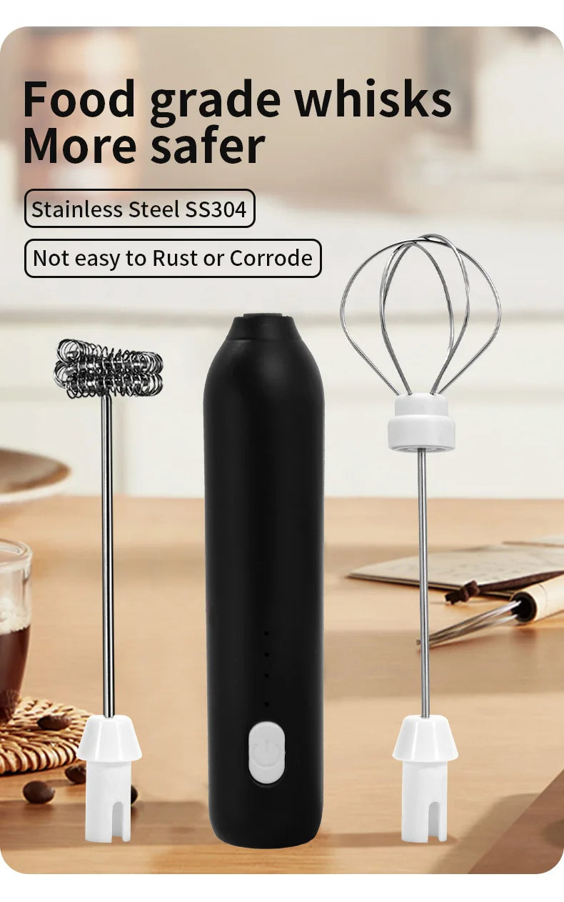 USB Rechargeable Electric Milk Frother & Egg Whisk – 3 Speeds