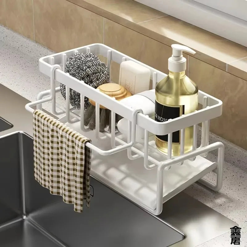 Tap-Mounted Spice Shelf with Drainage Rack | Kitchen Sink Organizer for Utensils & Accessories