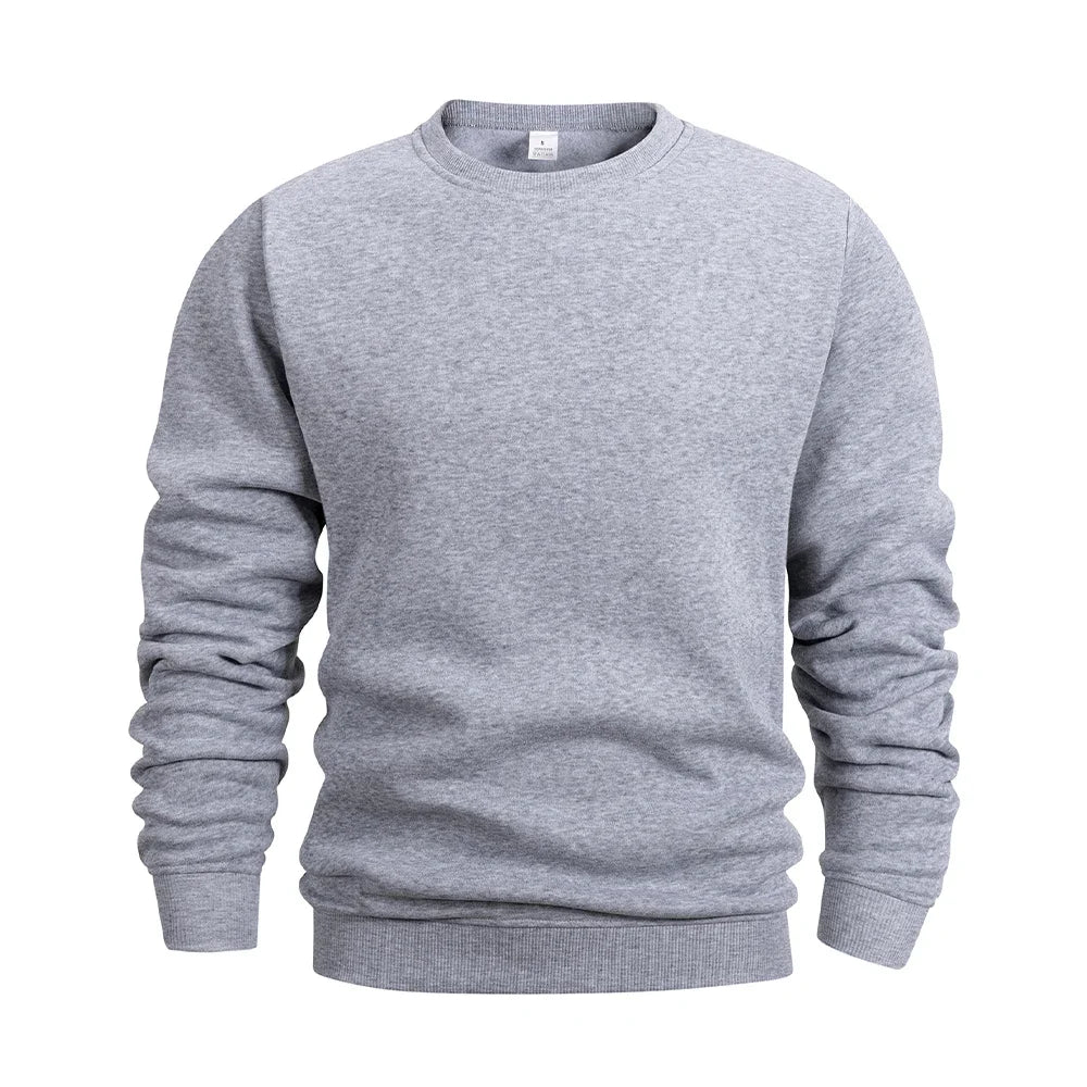 Men’s Crew Neck Hoodie – Casual Solid Color Pullover Sweatshirt