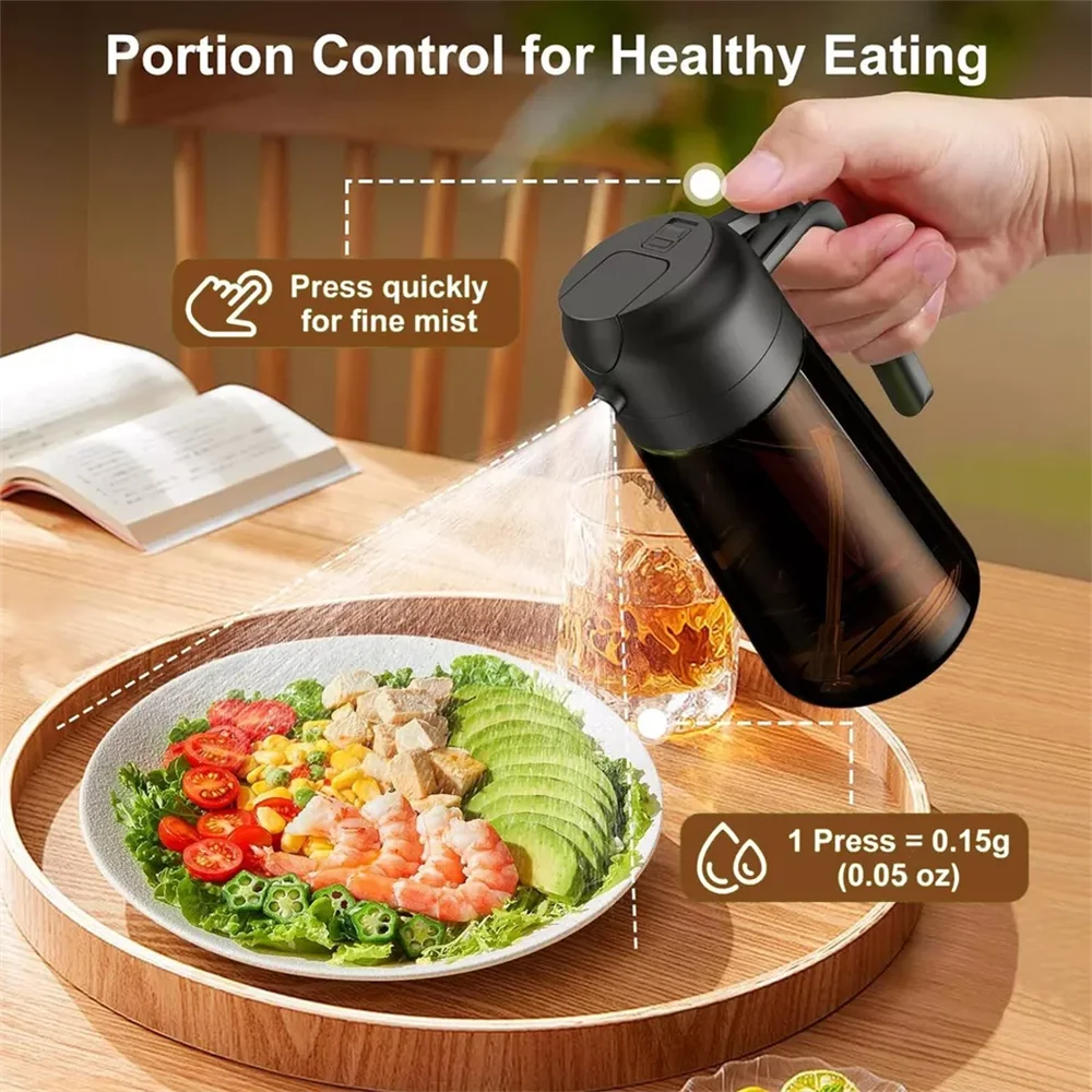 2-in-1 Glass Oil Dispenser & Sprayer | 470ml Olive Oil Bottle for Cooking, Air Fryer, BBQ & Salad