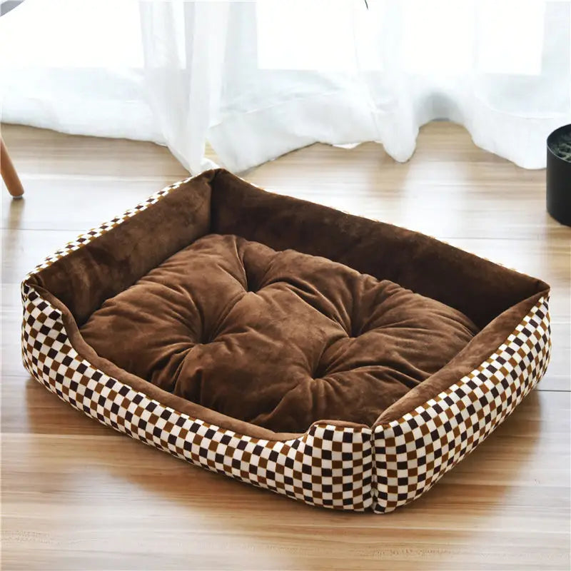 Pet Bed for Dogs & Cats – Warm Cotton Square Nest, Multiple Sizes