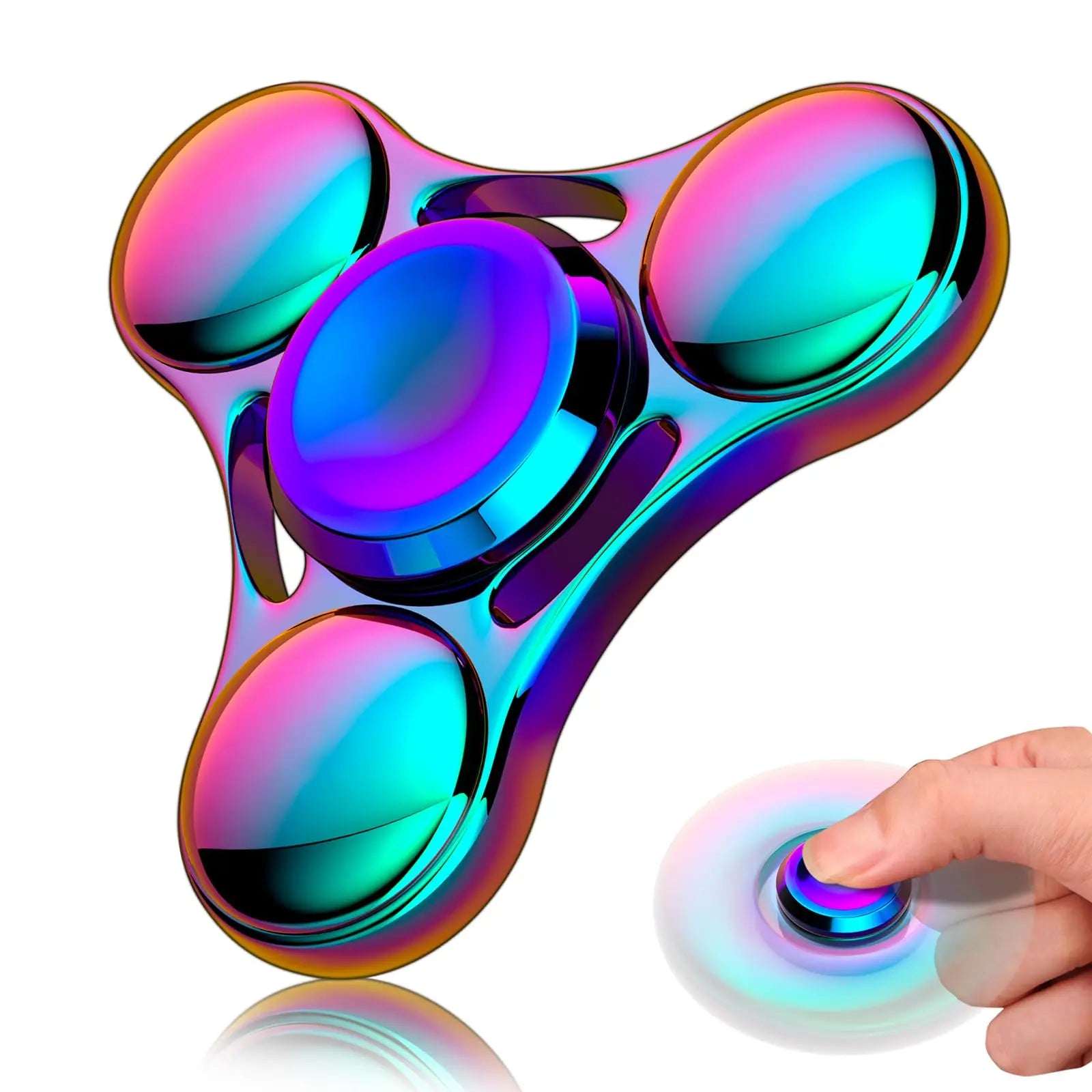 Rainbow Metal Fidget Spinner – UFO Finger Spinner for Kids & Adults