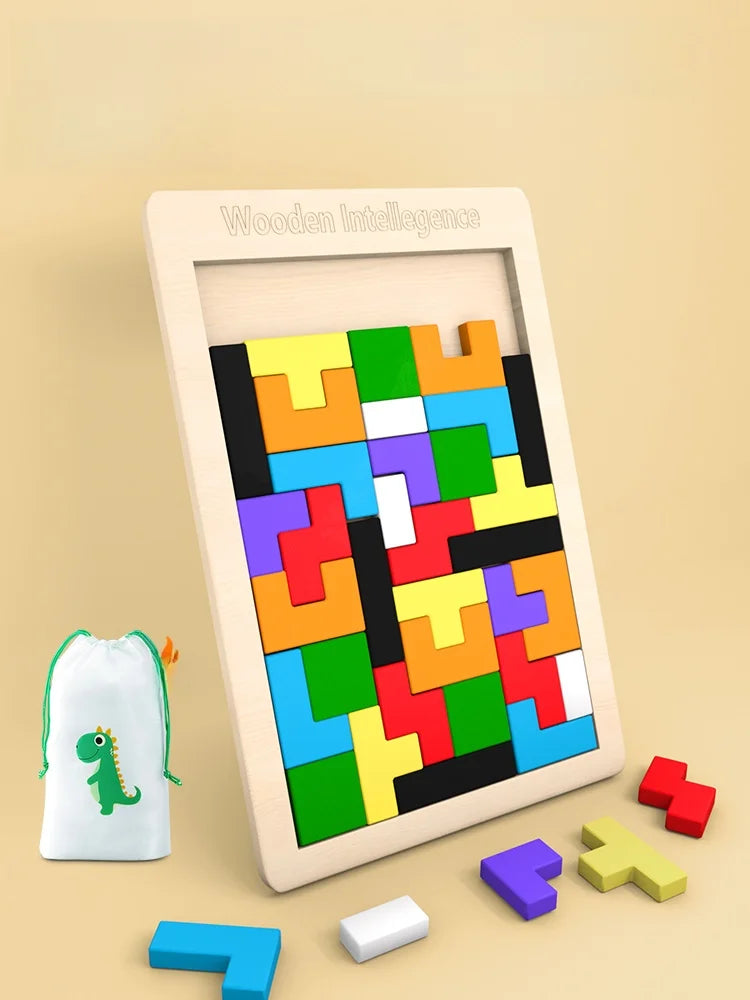 Colorful Wooden Tangram Puzzle – Montessori Educational Toy for Kids